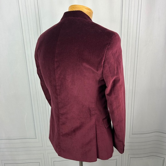 Alfani Red Wine Velvet Slim Fit 2-Button Blazer, Mens 38S - Picture 6 of 15